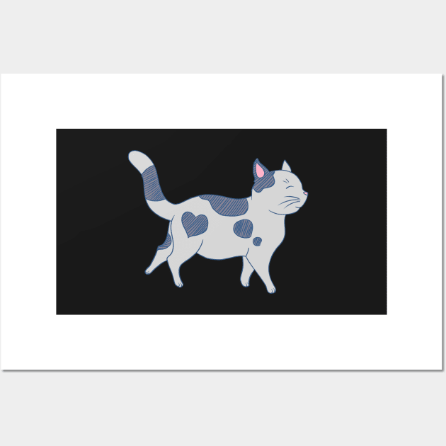 Cute Grey Cat Wall Art by dragonstarart